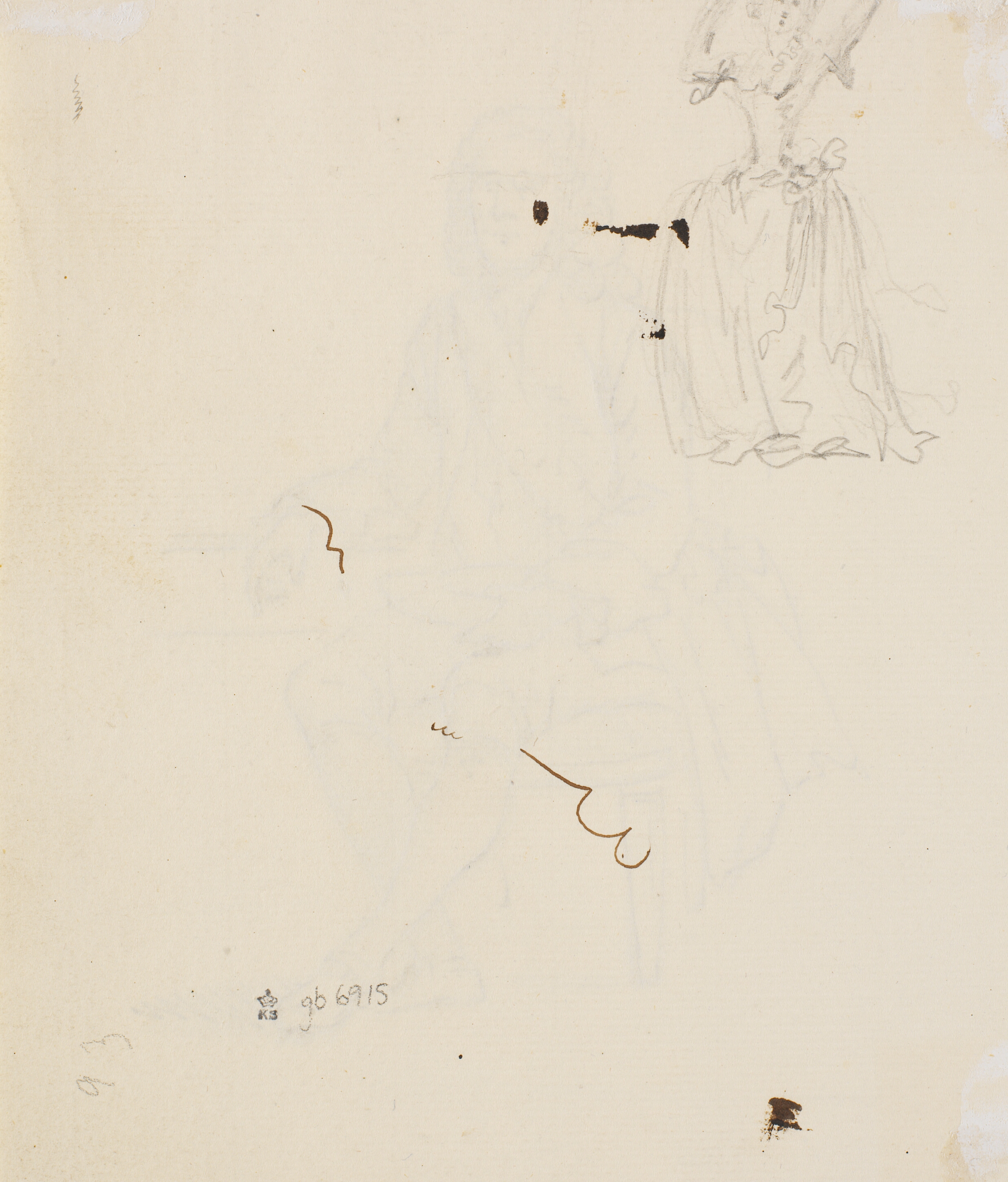 Skitse af kvinde med oprakte arme